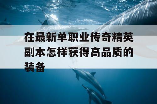 在最新单职业传奇精英副本怎样获得高品质的装备 在最新单职业传奇精英副本怎样获得高品质的装备