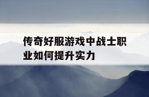 传奇好服游戏中战士职业如何提升实力 传奇好服游戏中战士职业如何提升实力