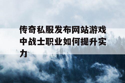 传奇私服发布网站游戏中战士职业如何提升实力 传奇私服发布网站游戏中战士职业如何提升实力