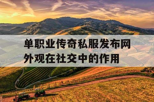 单职业传奇私服发布网外观在社交中的作用 单职业传奇私服发布网外观在社交中的作用