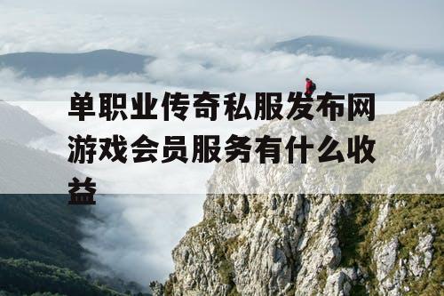单职业传奇私服发布网游戏会员服务有什么收益