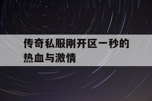 传奇私服刚开区一秒的热血与激情 传奇私服刚开区一秒的热血与激情