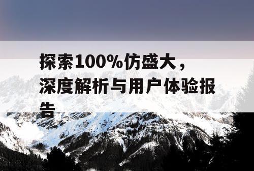 探索100%仿盛大,深度解析与用户体验报告 探索100%仿盛大,深度解析与用户体验报告