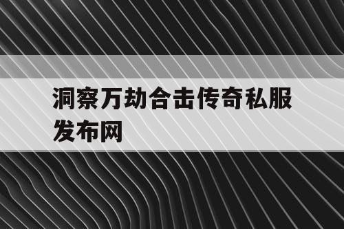 洞察万劫合击传奇私服发布网