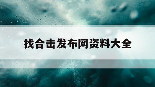 找合击发布网资料大全