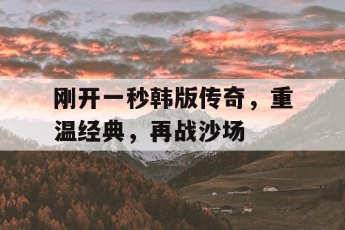 刚开一秒韩版传奇，重温经典，再战沙场