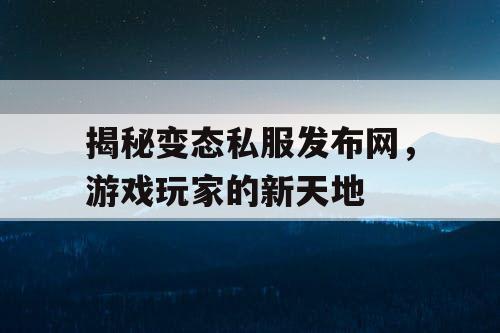 揭秘变态私服发布网,游戏玩家的新天地 揭秘变态私服发布网,游戏玩家的新天地