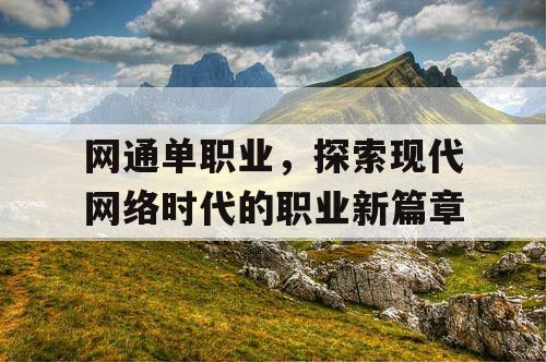 网通单职业,探索现代网络时代的职业新篇章 网通单职业,探索现代网络时代的职业新篇章