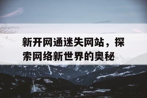 新开网通迷失网站,探索网络新世界的奥秘 新开网通迷失网站,探索网络新世界的奥秘