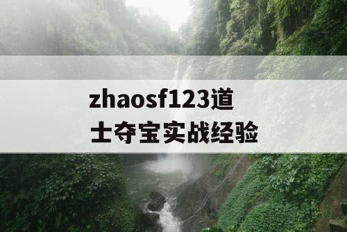 zhaosf123道士夺宝实战经验