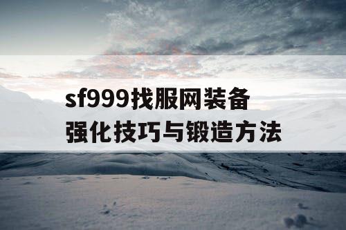 sf999找服网装备强化技巧与锻造方法 sf999找服网装备强化技巧与锻造方法